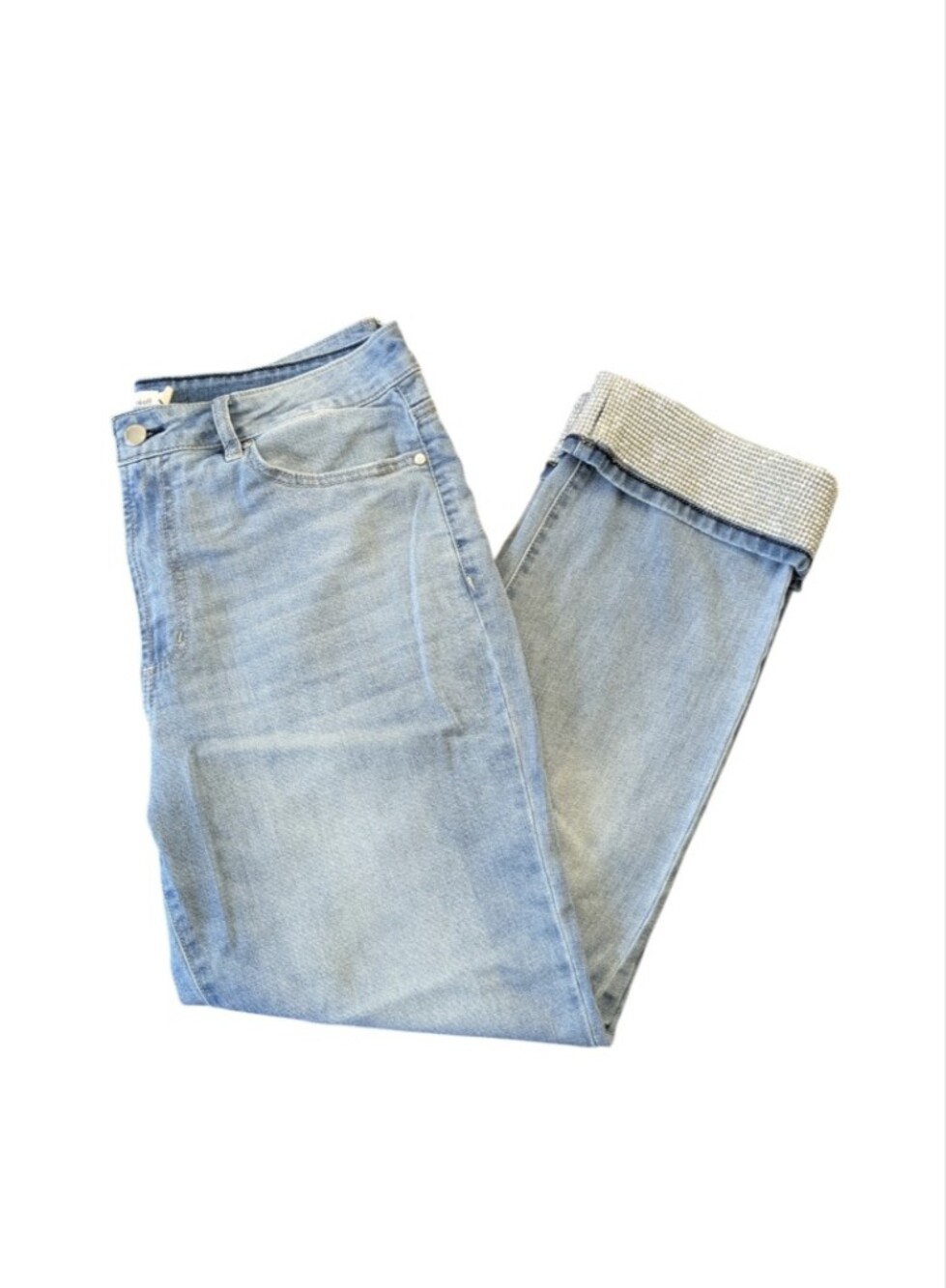Rebecca Minkoff Light Wash Jeans With Studded Bling Cuffa